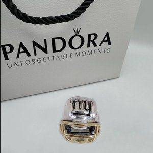 Pandora New York Giants NFL Football Helmet Charm 14K Gold and S925 Silver